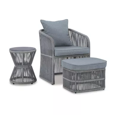 image of Coast Island Outdoor Chair with Ottoman and Side Table with sku:p313-046-ashley
