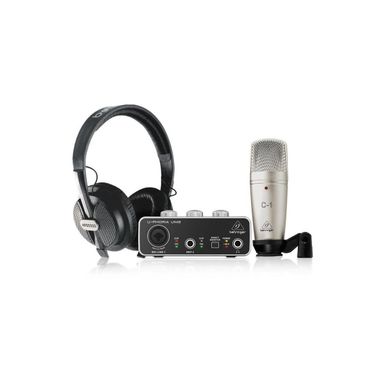 image of Behringer U-PHORIA STUDIO Complete Recording/Podcasting Bundle with UM2 USB Audio Interface, Condenser Microphone and Studio Headphones with sku:beuphoriasto-adorama