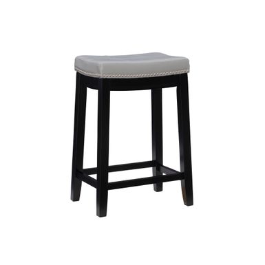 image of Ansley Backless Upholstered Counter Stool Gray with sku:lfxs1810-linon