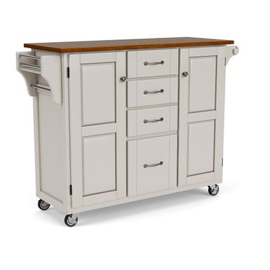 image of Copper Grove Puff Island White Finish with Cherry Top Kitchen Cart - Kitchen Cart - Wood with sku:ym2b1x_1geqeei7ltqwagg-overstock