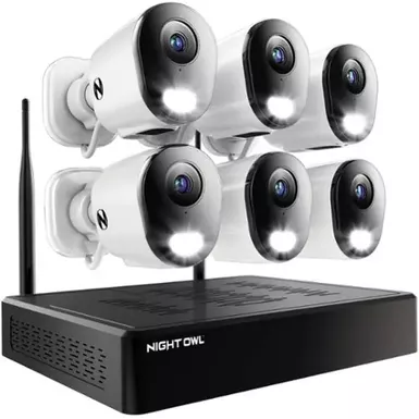image of Night Owl - 10 Channel 6 Camera Wireless 2K 1TB NVR Security System - White with sku:bb22124201-bestbuy