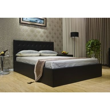 image of Greatime Leatherette Hidden Storage Bed - Black - King with sku:pcxxwgqrvo8jx0uuzubnlgstd8mu7mbs-overstock