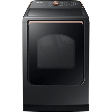 image of Samsung - 7.4 cu. ft. Smart Electric Dryer with Steam Sanitize+ - Brushed black with sku:bb21799591-6470424-bestbuy-samsung