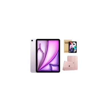 Apple - 11-inch iPad Air (Latest Model) M2 chip Wi-Fi 512GB - Purple With Rose Gold Case Bundle