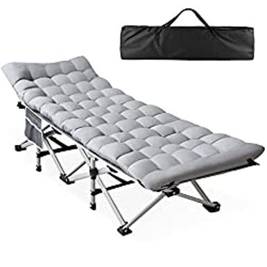 image of Slendor Folding Camping Cot for Adults Portable Outdoor Bed Heavy Duty Sleeping Cots for Camp with Pillow and Carry Bag, 1200D Double Layer Oxford, 500 LBS(Max Load) with sku:b0bdlh7lkd-sle-amz