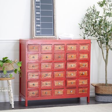 image of Red Wood Bohemian Cabinet 40 x 41 x 16 - 41 x 16 x 40 - Red with sku:-w2vcdt63bt_ml93xkeomastd8mu7mbs-uma-ovr