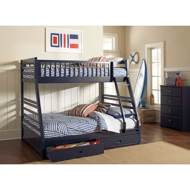 image of Ashton Twin over Full 2-drawer Bunk Bed Navy Blue with sku:460181-coaster