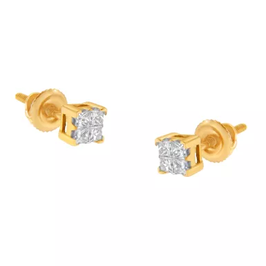 10K Yellow Gold 1/4ct TDW Princess Diamond Stud Earring (J-K, I1-I2)