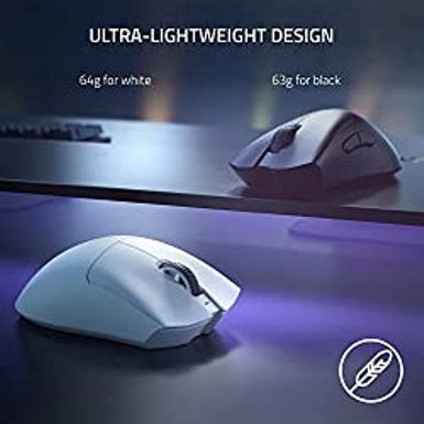 Razer DeathAdder V3 Pro Wireless Gaming Mouse: 63g Ultra Lightweight - Focus Pro 30K Optical Sensor - Fast Optical Switches Gen-3 -...