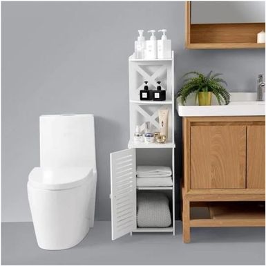 image of Modren Bathroom Floor Storage Cabinet - White - Glossy with sku:mjuhb72sprinst_1qtunigstd8mu7mbs--ovr