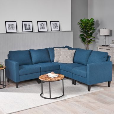 image of Zahra Modern Fabric  5-piece Sofa Sectional by Christopher Knight Home - Navy Blue with sku:70xhxx2px5uls7nxytryrgstd8mu7mbs-overstock