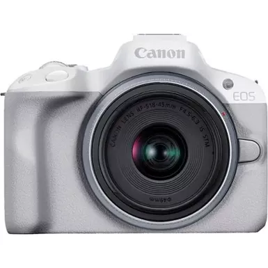 image of Canon - EOS R50 4K Video Mirrorless Camera with RF-S 18-45mm f/4.5-6.3 IS STM Lens - White with sku:bb22094962-bestbuy