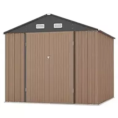 image of GAOMON 8x8 Metal Outdoor Storage Shed, Large Tool Shed House with Lockable Doors & Air Vent, Waterproof Steel Utility Sheds for Patio Garden Lawn, Perfect for Heavy Duty Tools Bike Storage Outside with sku:b0cxdngfxk-amazon