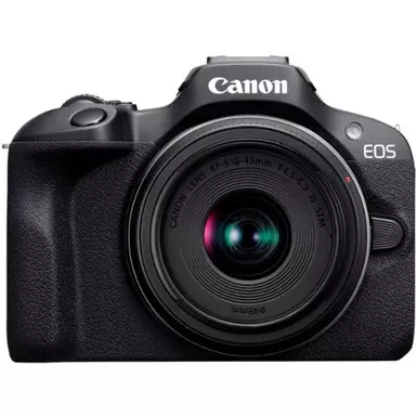 image of Canon - EOS R100 4K Video Mirrorless Camera 2 Lens Kit with RF-S 18-45mm and RF-S 55-210mm Lenses - Black with sku:bb22143575-bestbuy
