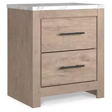 Light Brown/White Senniberg Two Drawer Night Stand