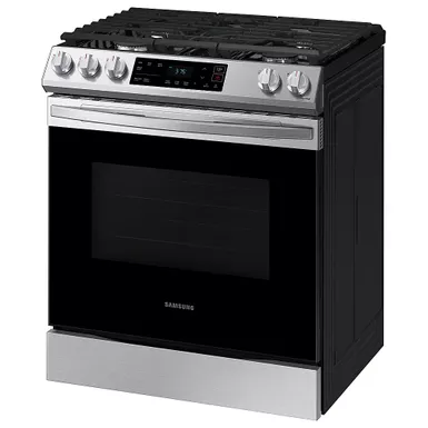 Samsung - 6.0 cu. ft. Front Control Slide-in Gas Range with Wi-Fi, Fingerprint Resistant - Stainless Steel