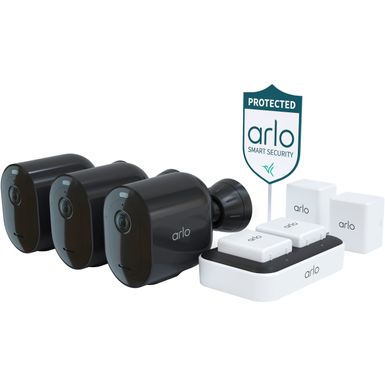image of Arlo - Pro 4 Spotlight Camera Security Bundle - 3 Wire-Free Cameras Indoor/Outdoor 2K with Color Night Vision (12 pieces) - Black with sku:bb21721744-6454737-bestbuy-arlo