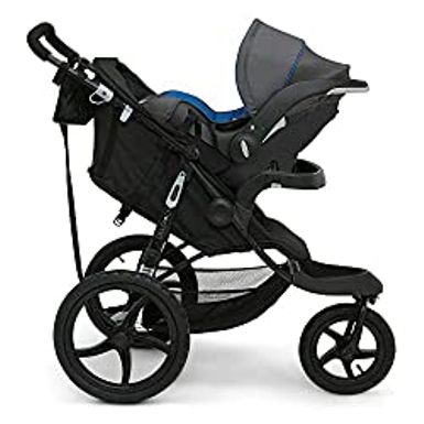 Delta Children Apollo Jogging Stroller - Shock Absorbing Frame with Large Canopy & Recline - Car Seat Compatible, Black
