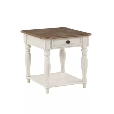 ACME Florian End Table, Oak & Antique White Finish