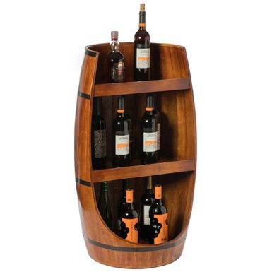 image of Rustic Wooden Wine Barrel Display Shelf Storage Stand - Brown with sku:ivdg1anc1i0p7j5jmu32eqstd8mu7mbs-overstock