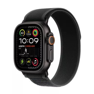 Apple Watch Ultra 2 GPS + Cellular 49mm Titanium Case (2024) - Dark Green Alpine Loop - Black - Large