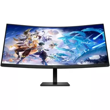 image of HP OMEN - 34" VA LED Curved QHD 165Hz FreeSync Gaming Monitor with HDR (DisplayPort, HDMI, Audio Jack) - Black with sku:bb22122206-bestbuy