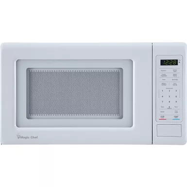image of Magic Chef 0.7 cu. ft. White Countertop Microwave Oven with sku:mc77mw-magicchef