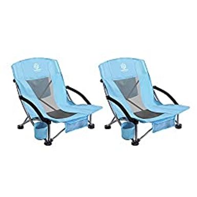 image of Coastrail Outdoor Beach Chair Folding Mesh Sand Chair for Adults with Cooler, Cup Holder & Carry Bag for Camping Lawn Concert Travel Festival with sku:b0946j4mpd-coa-amz
