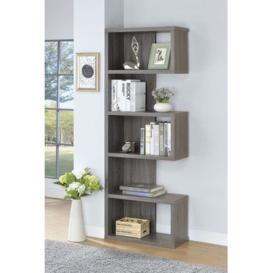 image of 5-tier Bookcase Weathered Grey with sku:yartstmlrf1132wc2ryfpgstd8mu7mbs-overstock