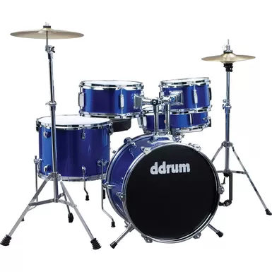 image of Dean Guitars D1 Junior Complete Drum Set with Cymbals, Police Blue with sku:ded1pb-adorama