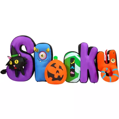 9-ft. Wide Prelit Inflatable Spooky Sign