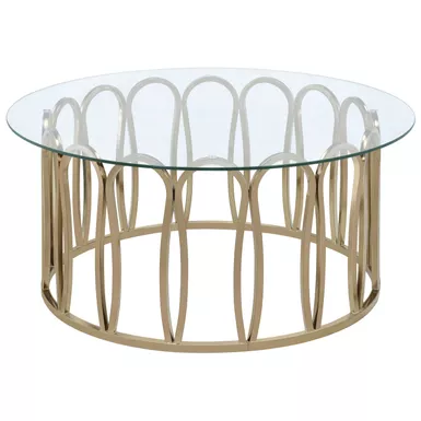 image of Monett Round Coffee Table Chocolate Chrome and Clear with sku:708058-coaster