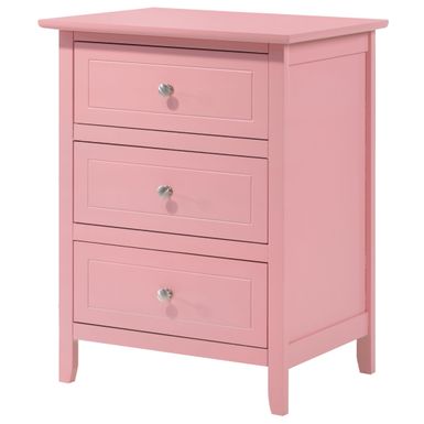 image of Daniel 3-drawer Transitional Wooden Nightstand - Pink with sku:_cqad0y2k83cpjbghcihggstd8mu7mbs-overstock