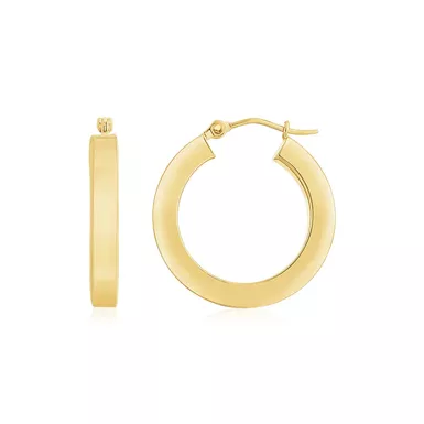 14K Yellow Gold Square Tube Hoop Earrings