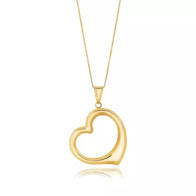 image of 14k Yellow Gold Floating Heart Drop Pendant (18 Inch) with sku:d190398-18-rcj