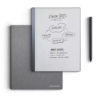 image of reMarkable 2 - 10.3” Paper Tablet with Marker Plus and Polymer Weave Book Folio - Gray with sku:bb22054665-bestbuy