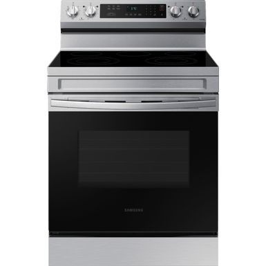 image of Samsung - 6.3 cu. ft. Freestanding Electric Range with Rapid Boil  WiFi & Self Clean - Stainless steel with sku:bb21695093-6447911-bestbuy-samsung