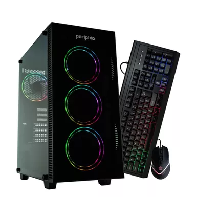 Periphio Terra Gaming PC Computer ,  AMD Ryzen 5 5600G ,  Radeon Vega 7 Graphics ,  1TB Solid State (SSD) ,  16GB DDR4 RAM ,  Windows 11 ,  RGB Gaming Mouse + Keyboard