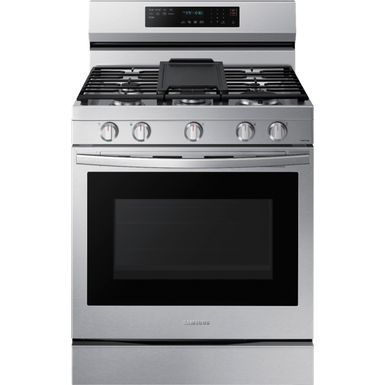 image of Samsung - 6.0 Cu. Ft. Freestanding Gas Convection+ Range with WiFi and No-Preheat Air Fry - Fingerprint Resistant Stainless Steel with sku:bb21695097-6447915-bestbuy-samsung