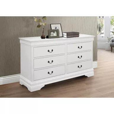 image of Louis Philippe 6-drawer Dresser White with sku:204693-coaster