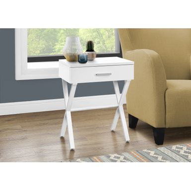image of Accent Table/ Side/ End/ Nightstand/ Lamp/ Storage Drawer/ Living Room/ Bedroom/ Metal/ Laminate/ White/ Contemporary/ Modern with sku:i3606-monarch