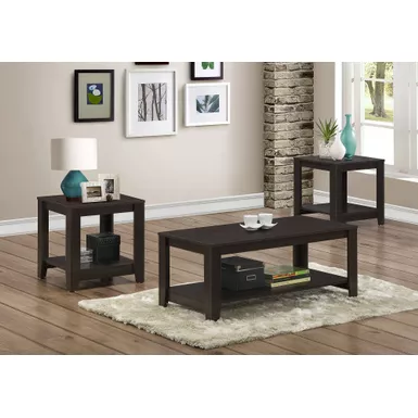 image of Table Set/ 3pcs Set/ Coffee/ End/ Side/ Accent/ Living Room/ Laminate/ Brown/ Transitional with sku:i-7990p-monarch