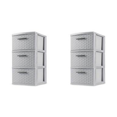 image of STERILITE 3 Drawer Weave Towers, Cement Color, Set of 2 - Cement - 3-drawer with sku:oqt2mug5paq5rpborbbxvqstd8mu7mbs-ste-ovr