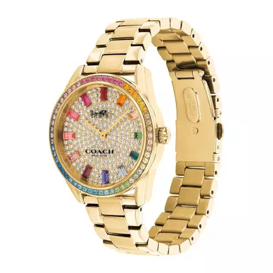 image of Coach - Ladies Preston Rainbow Crystal & Gold Stainless Steel Watch Crystal Dial with sku:14503657-powersales