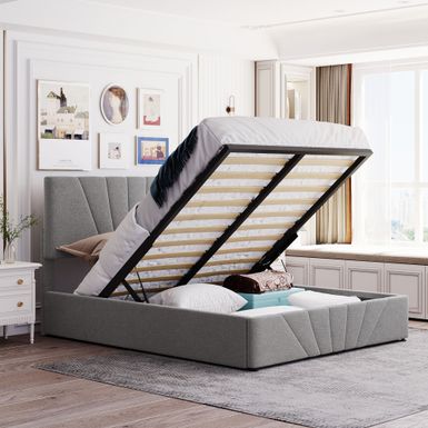 Rent to own Nestfair Upholstered Platform Bed with a Hydraulic Storage ...