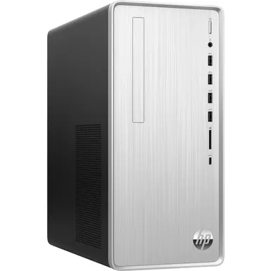 image of HP Pavilion TP01-2040 Mini Tower Desktop Computer, AMD Ryzen 5 5600G 3.9GHz, 12GB RAM, 512GB SSD, Windows 11 Home, Natural Silver with sku:ihp318h6aaba-adorama