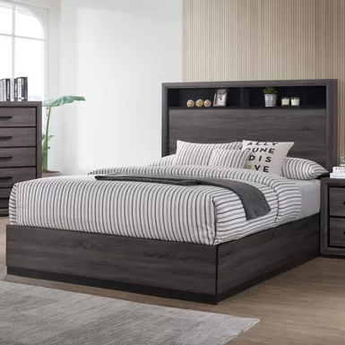 image of Contemporary Wood Queen Storage Panel Bed in Gray with sku:idf-7549q-foa