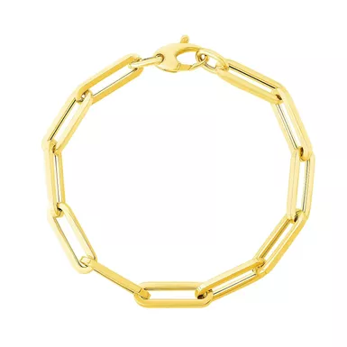 14K Yellow Gold Extra Wide Paperclip Chain Bracelet (7.5 Inch)