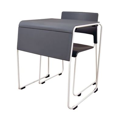 image of Lightweight Stackable Student Desk and Chair - Grey with sku:a08li6tai9tvcpbuspiniqstd8mu7mbs-overstock