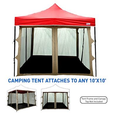 image of EasyGoProducts Screen Room attaches to Any 10'x10' Pop Up Screen Tent Room – 4 Walls, Mesh Ceiling, PVC Floor, Two Doors, Four Windows – Standing Tent – Tent Room - Tent Frame and Canopy NOT Included with sku:b01m6cbzbu-eas-amz